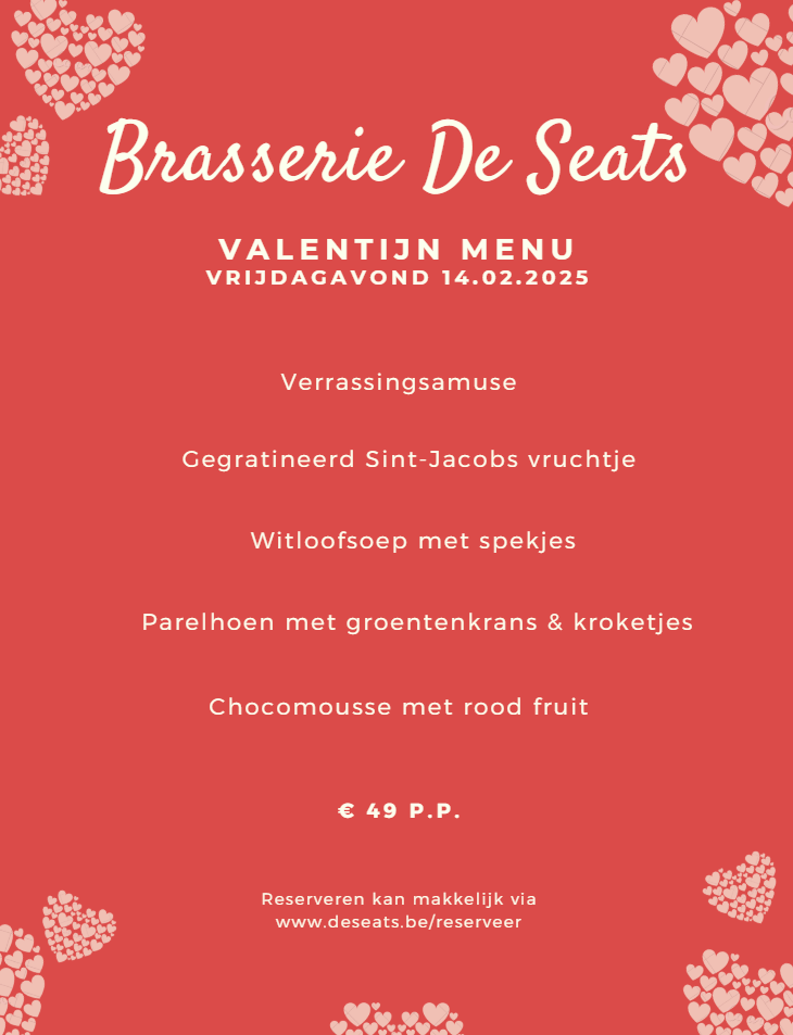 Brasserie De Seats - Valentijn menu - 2025